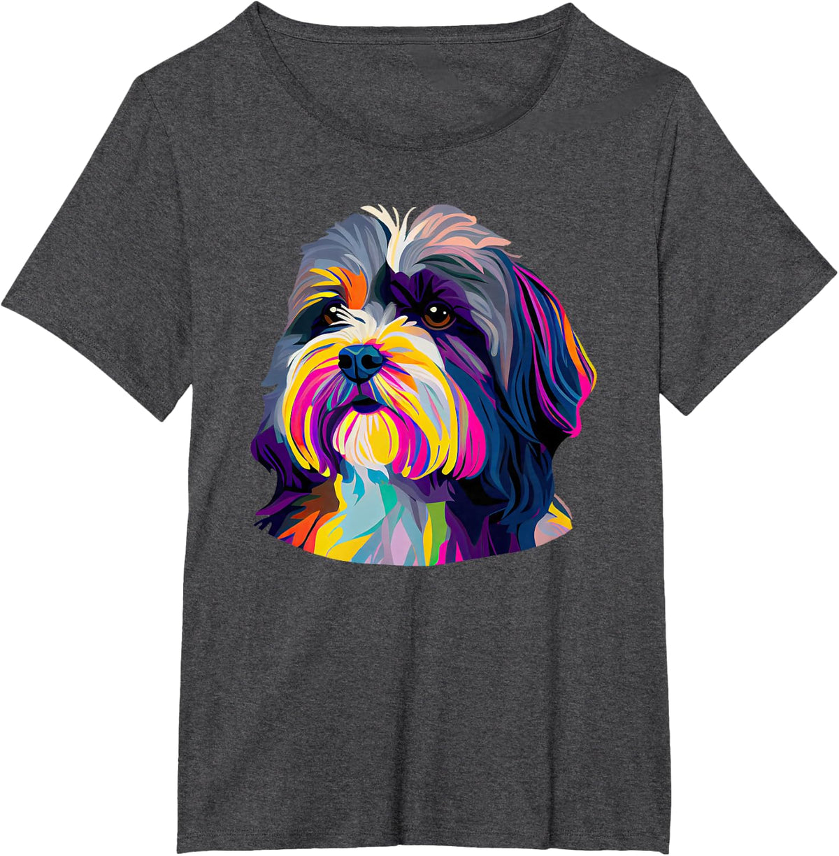 Havanese Lovers Pop Art Havanese Dog T-Shirt - Dark Heather Grey