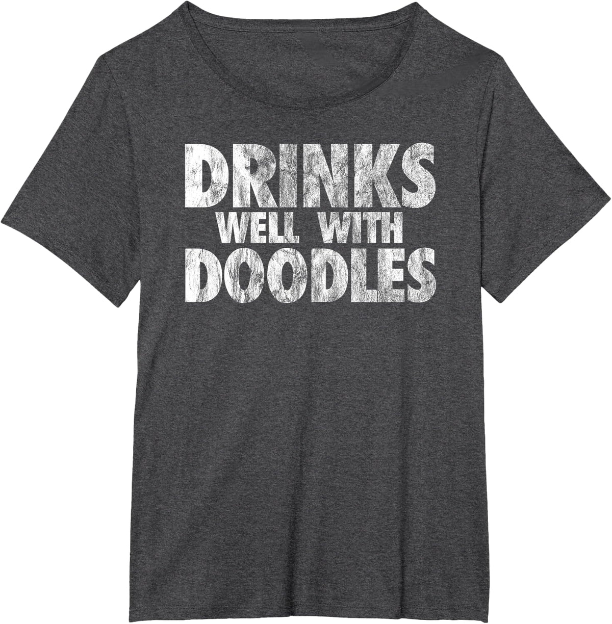 Drinks Well With Doodles Goldendoodle Tee T-Shirt for Dog Lovers St Patricks Day - Dark Heather Grey