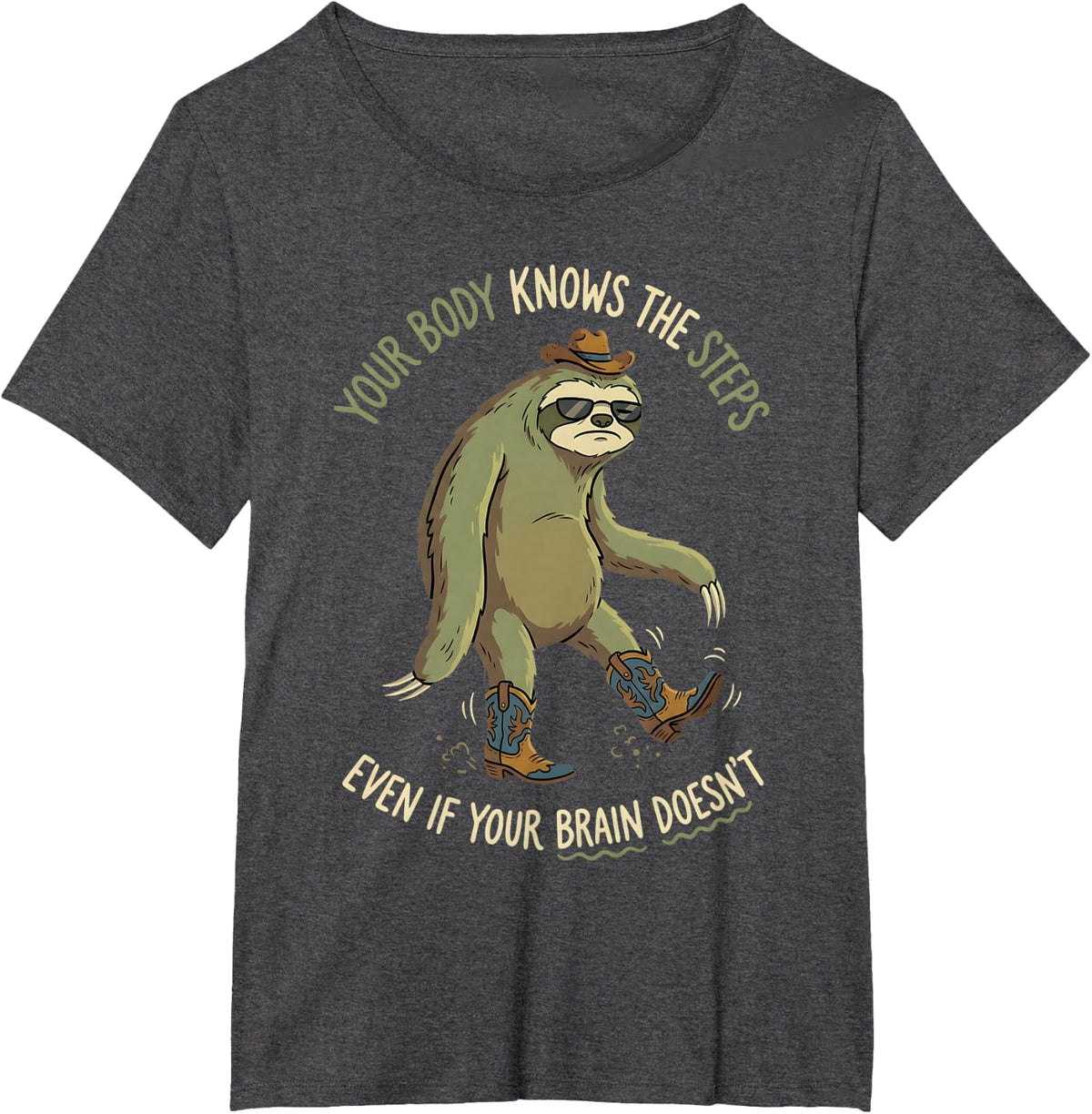 Line Dance Sloth Line Dancing Line Dancer T-Shirt - Dark Heather Grey