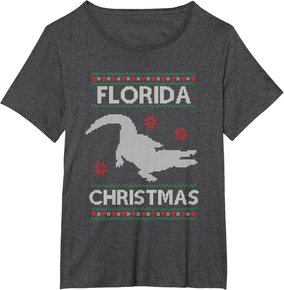 Funny Florida Christmas Holiday Ugly Sweater Style T-Shirt - Dark Heather Grey