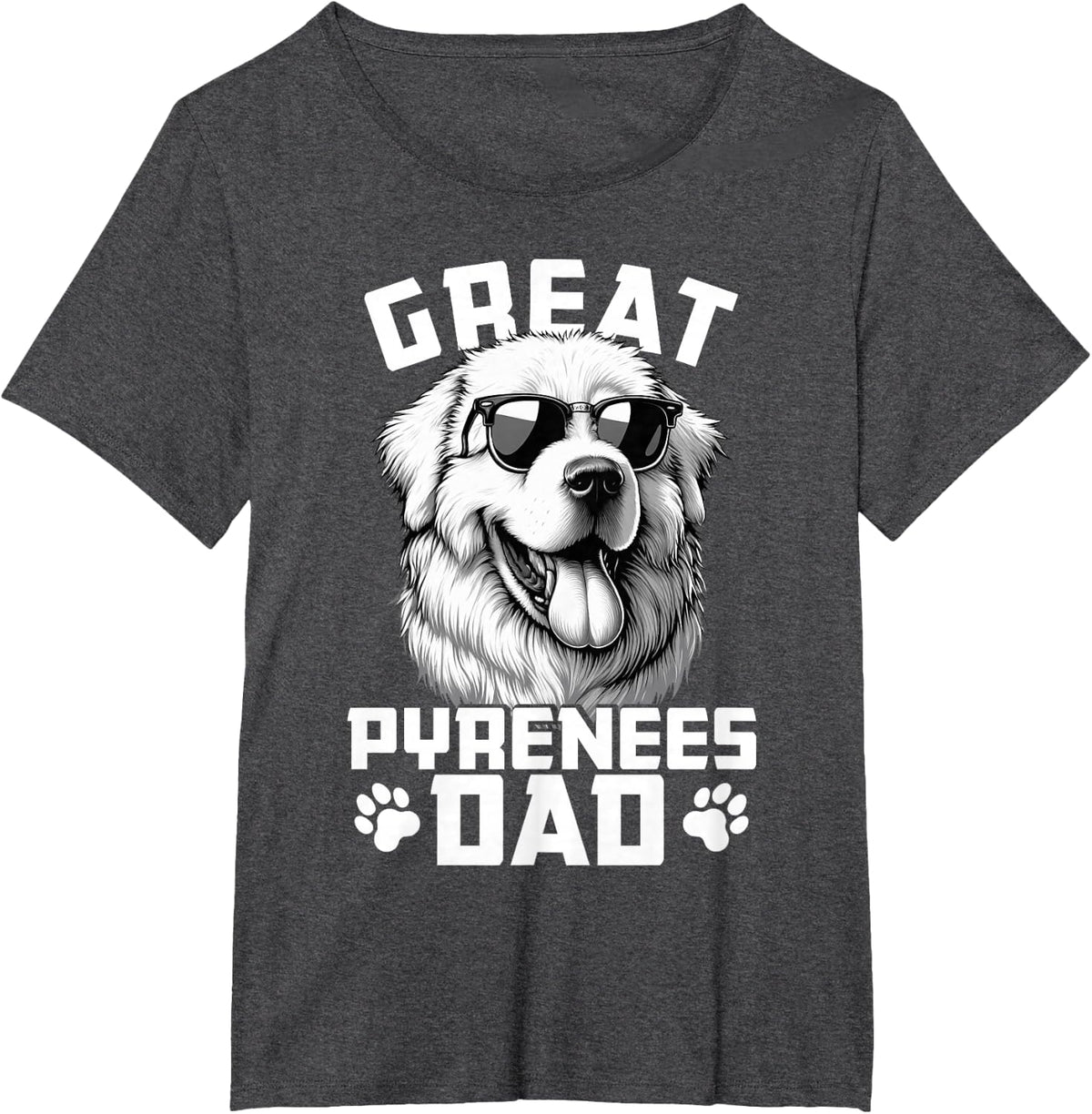 Great Pyrenees Dad T-Shirt for Men Dog Dad Shirt Great Pyrenees Dog Breed Tee - Dark Heather Grey