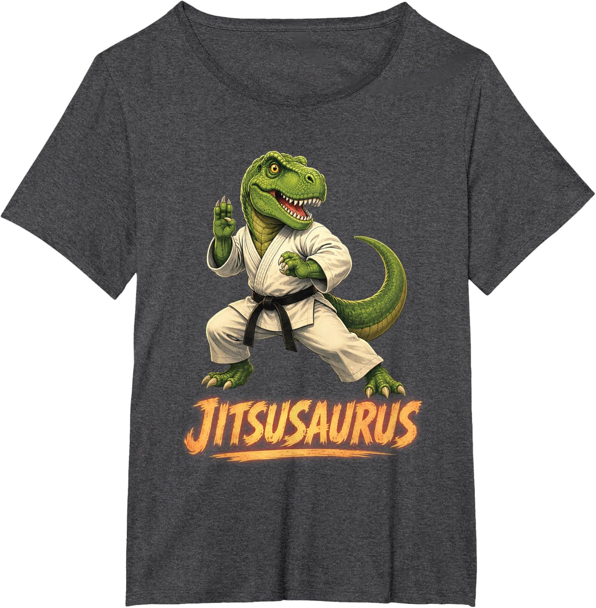 Jitsusaurus Dinosaur Jiu Jitsu Martial Arts Funny T-Rex T-Shirt - Dark Heather Grey