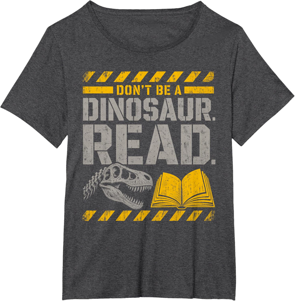 Dont Be A Dinosaur Read Funny Teacher Librarian T-Shirt - Dark Heather Grey