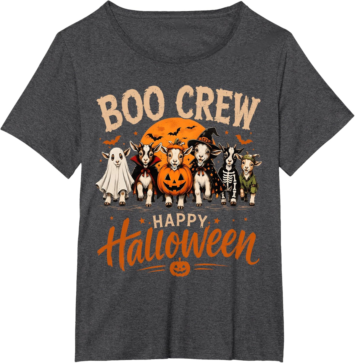 Goat Halloween Costumes Witch Ghost Pumpkin T-Shirt - Dark Heather Grey