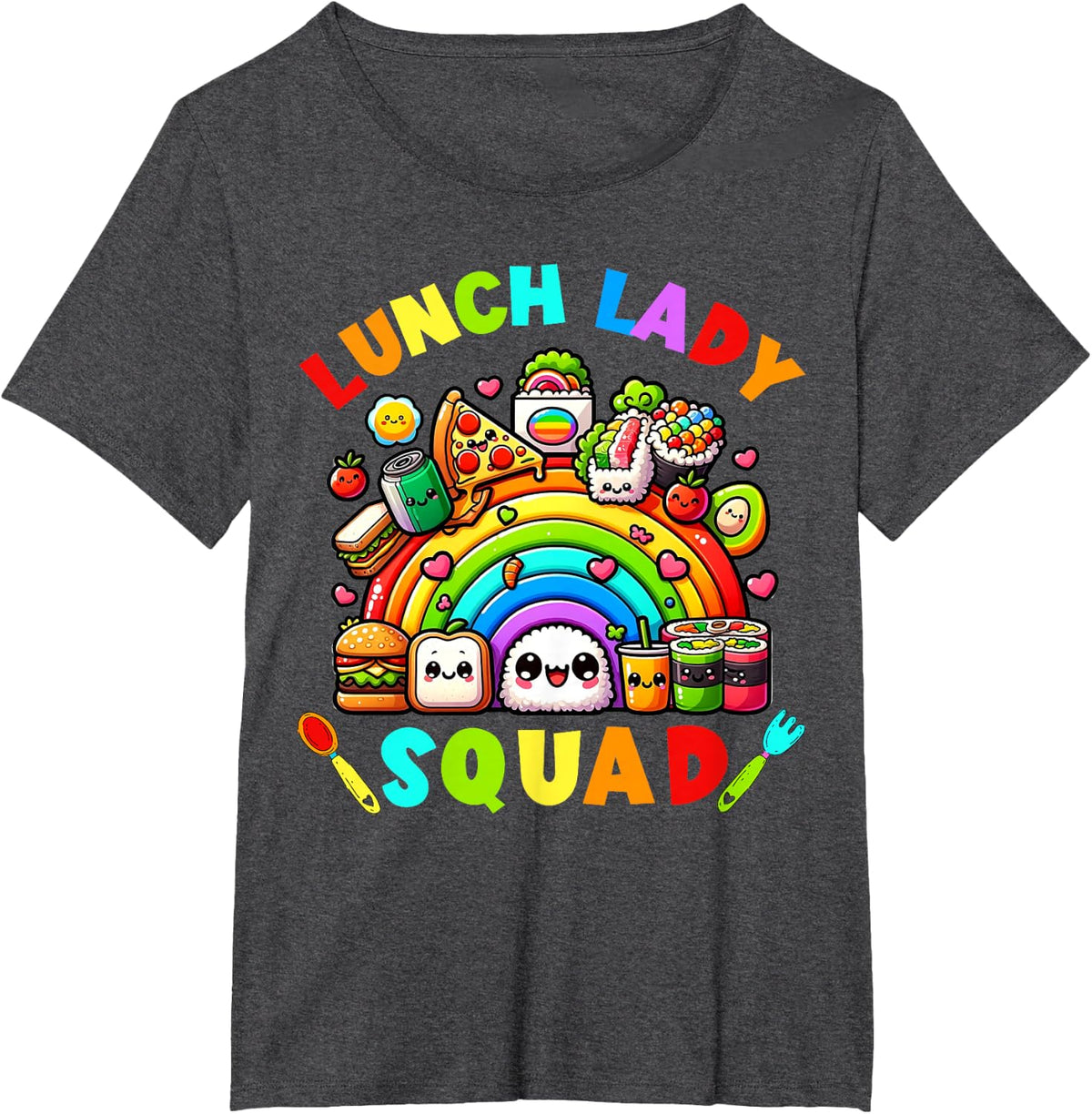 School Lunch Hero crew a Food team Rainbow lunch Lady squad T-Shirt - Dark Heather Grey