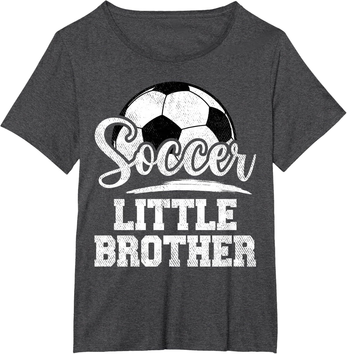 Soccer Little Brother Soccer Player Game Day T-Shirt - Dark Heather Grey