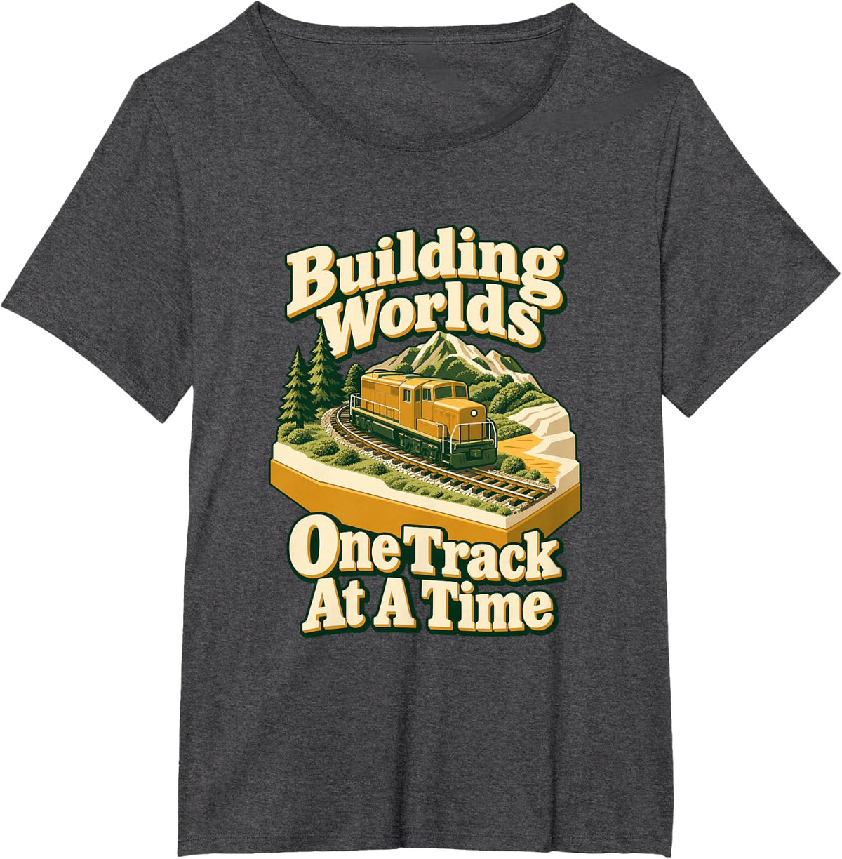 Building Worlds Model Train Builders/Scenery Building T-Shirt - Dark Heather Grey