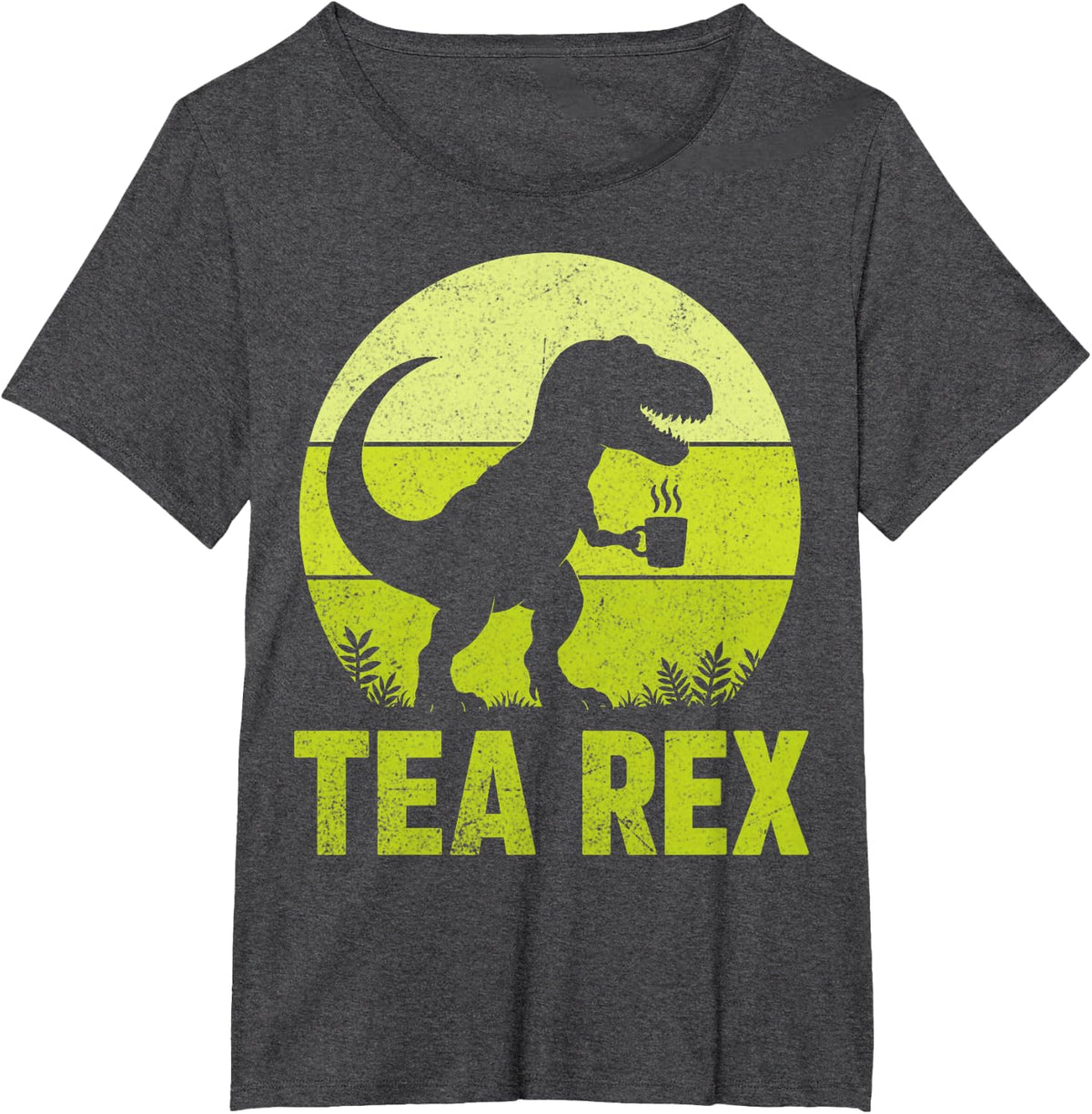 Tea Rex Funny Dinosaur T-Rex Tea Lover Pun T-Shirt - Dark Heather Grey