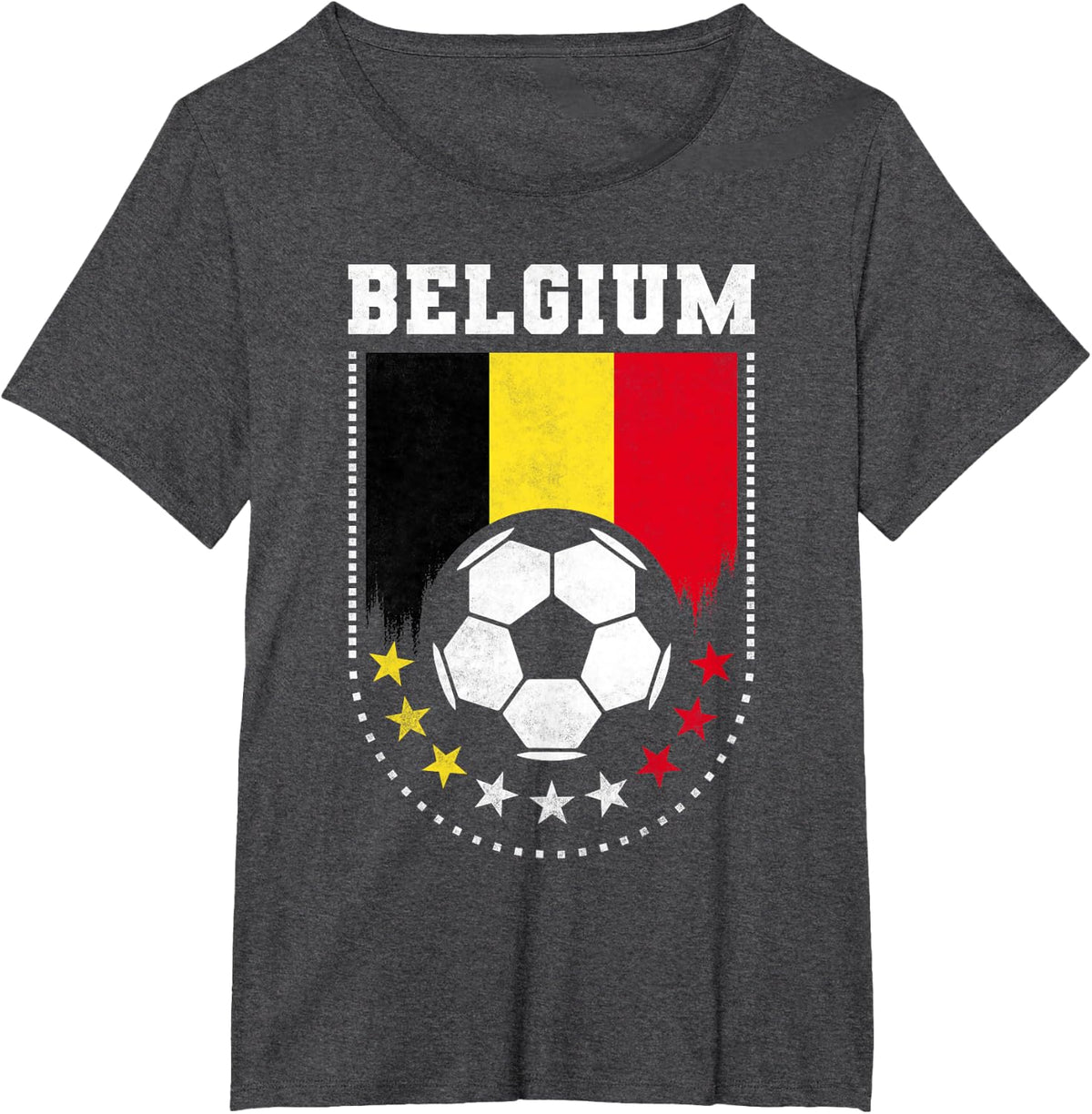 Belgium Flag Soccer Fan T-Shirt - Dark Heather Grey