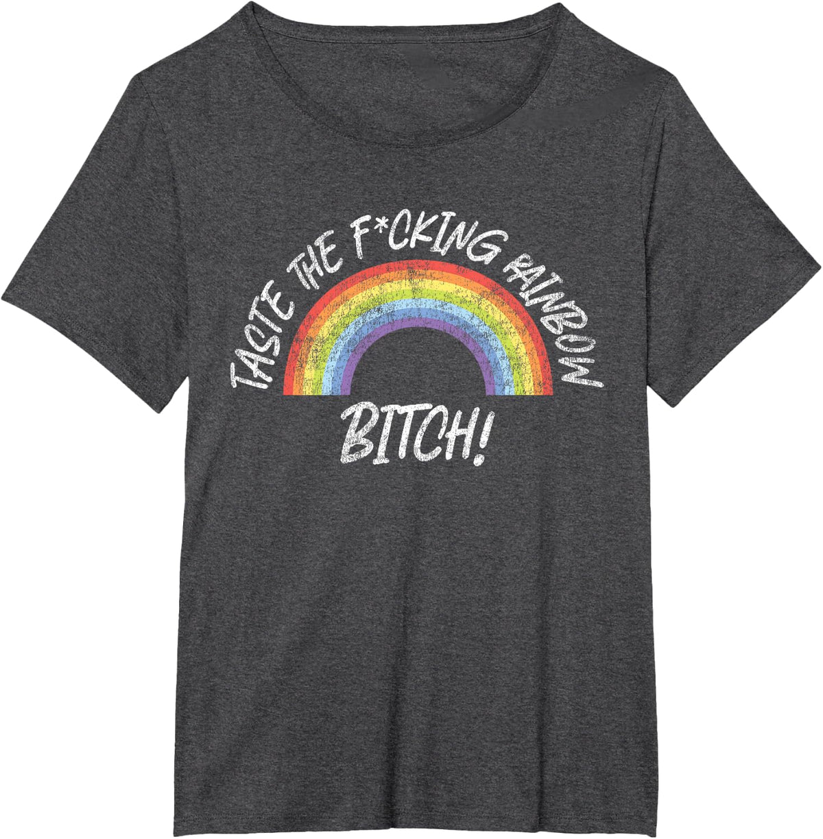 Retro Vintage LGBT Pride Taste The F-cking Rainbow Bitch! T-Shirt - Dark Heather Grey