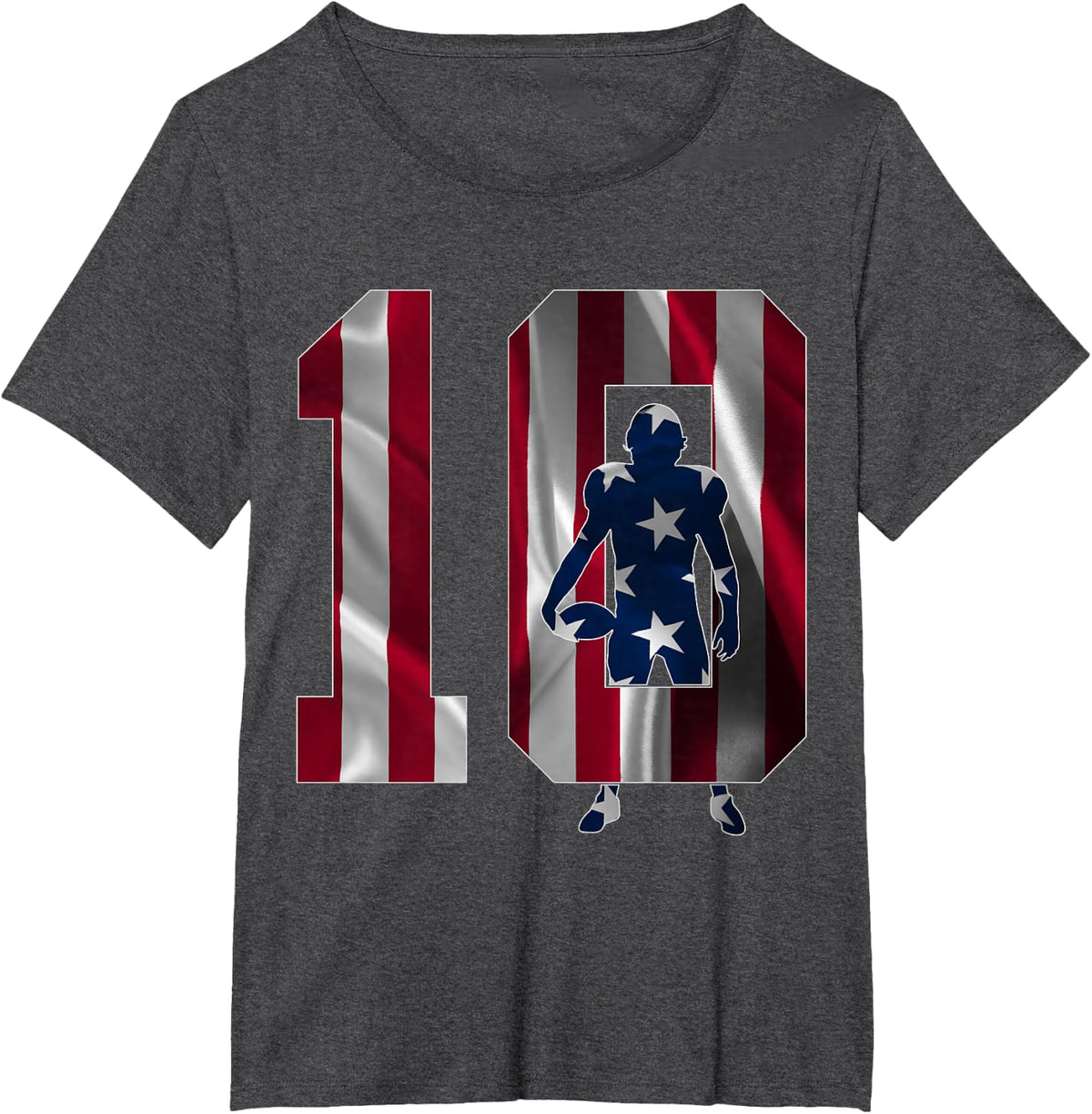 NUMBER 10 YEARS FOOTBALL 10TH BIRTHDAY T-Shirt - Dark Heather Grey