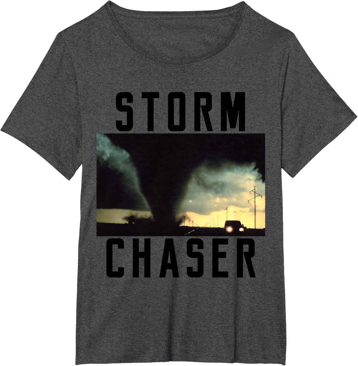 Storm Chaser Tornado Picture Weather Meteorologist T-Shirt - Dark Heather Grey
