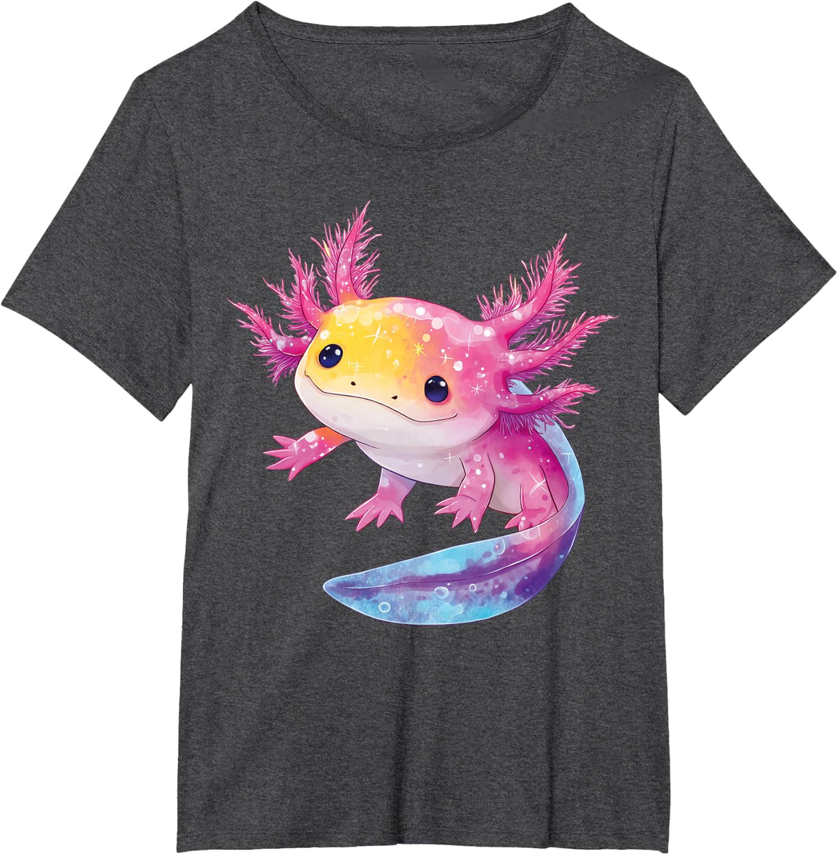Axolotl Kawaii Cute Graphic T-Shirt - Dark Heather Grey