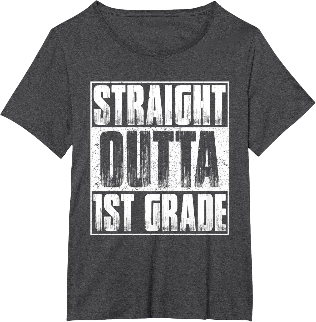 Straight Outta 1st Grade Graduation Class 2027 First Grade T-Shirt - Dark Heather Grey