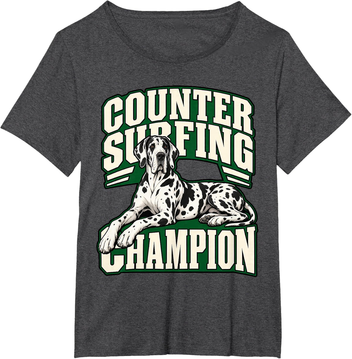 Great Dane Counter Surfing Champion Dane Mom Giant Breed T-Shirt - Dark Heather Grey