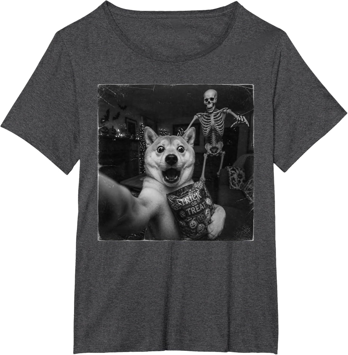 Funny Halloween Shiba Inu T-Shirt - Dark Heather Grey