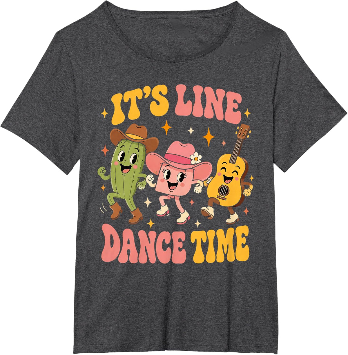 It's Line Dance Time Country Music T-Shirt - Dark Heather Grey