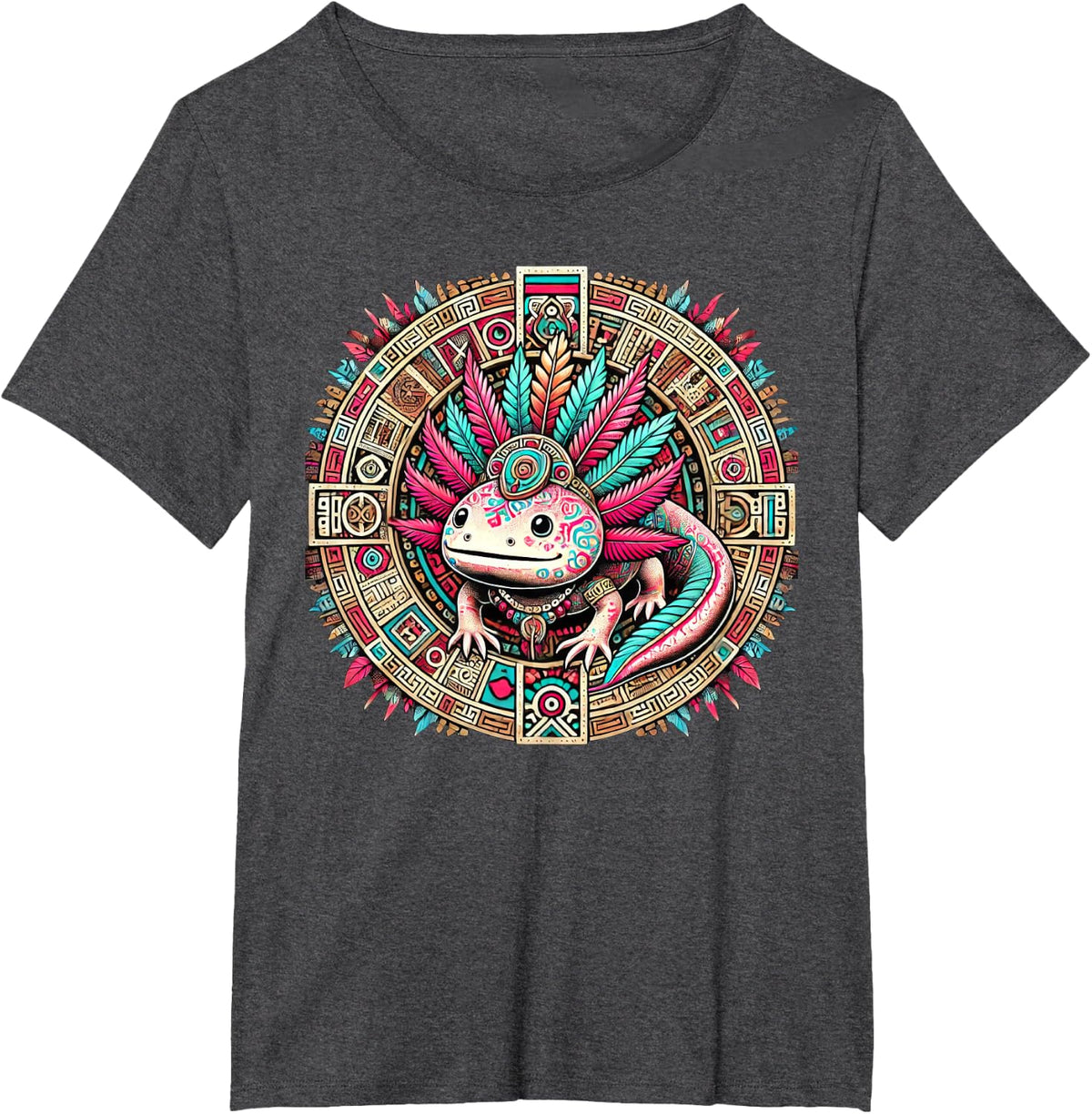 Aztec Axolotl Art Mexican T-Shirt - Dark Heather Grey