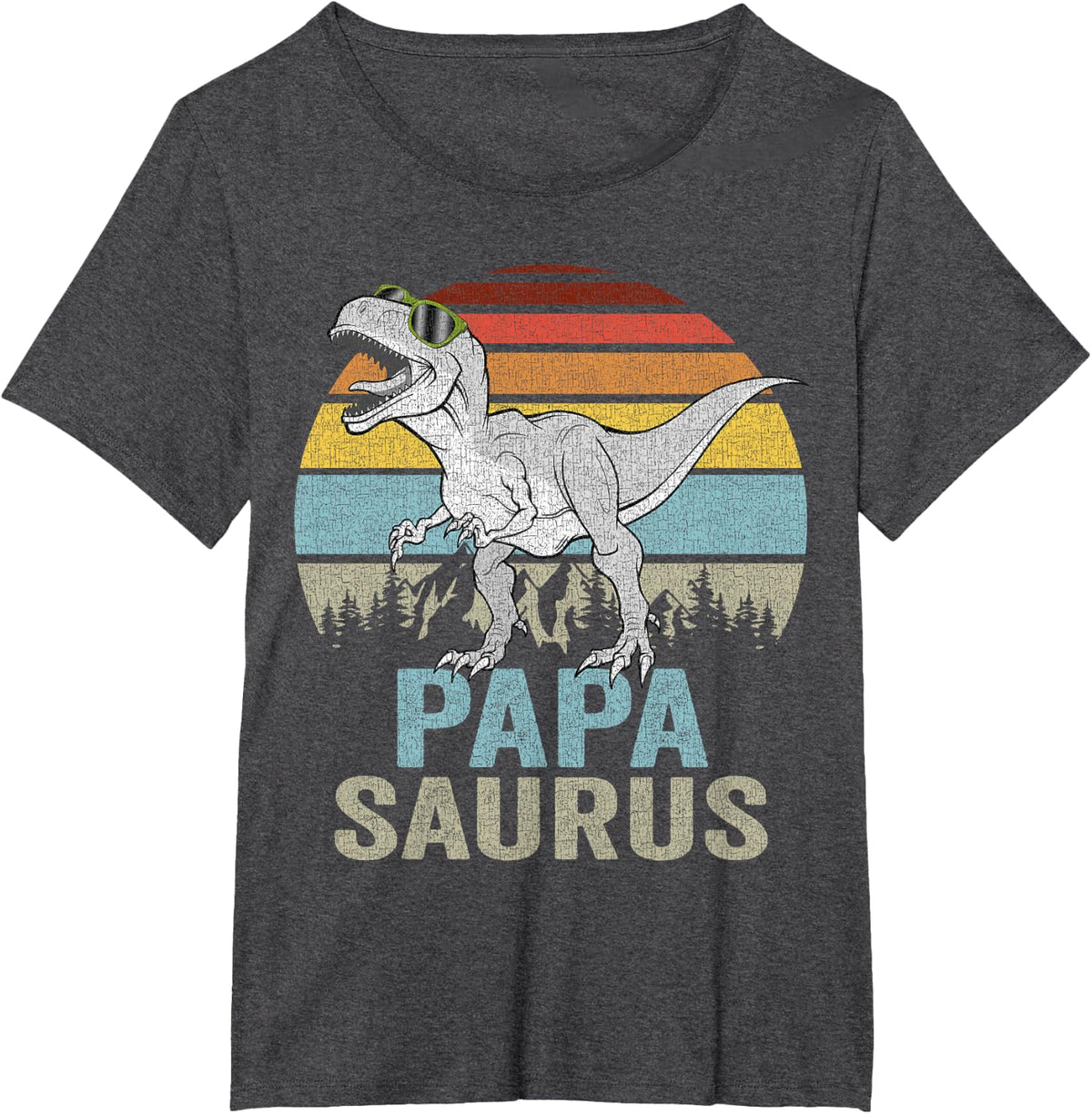 Papasaurus T Rex Dino Papa Saurus Family Matching Dinosaur T-Shirt - Dark Heather Grey