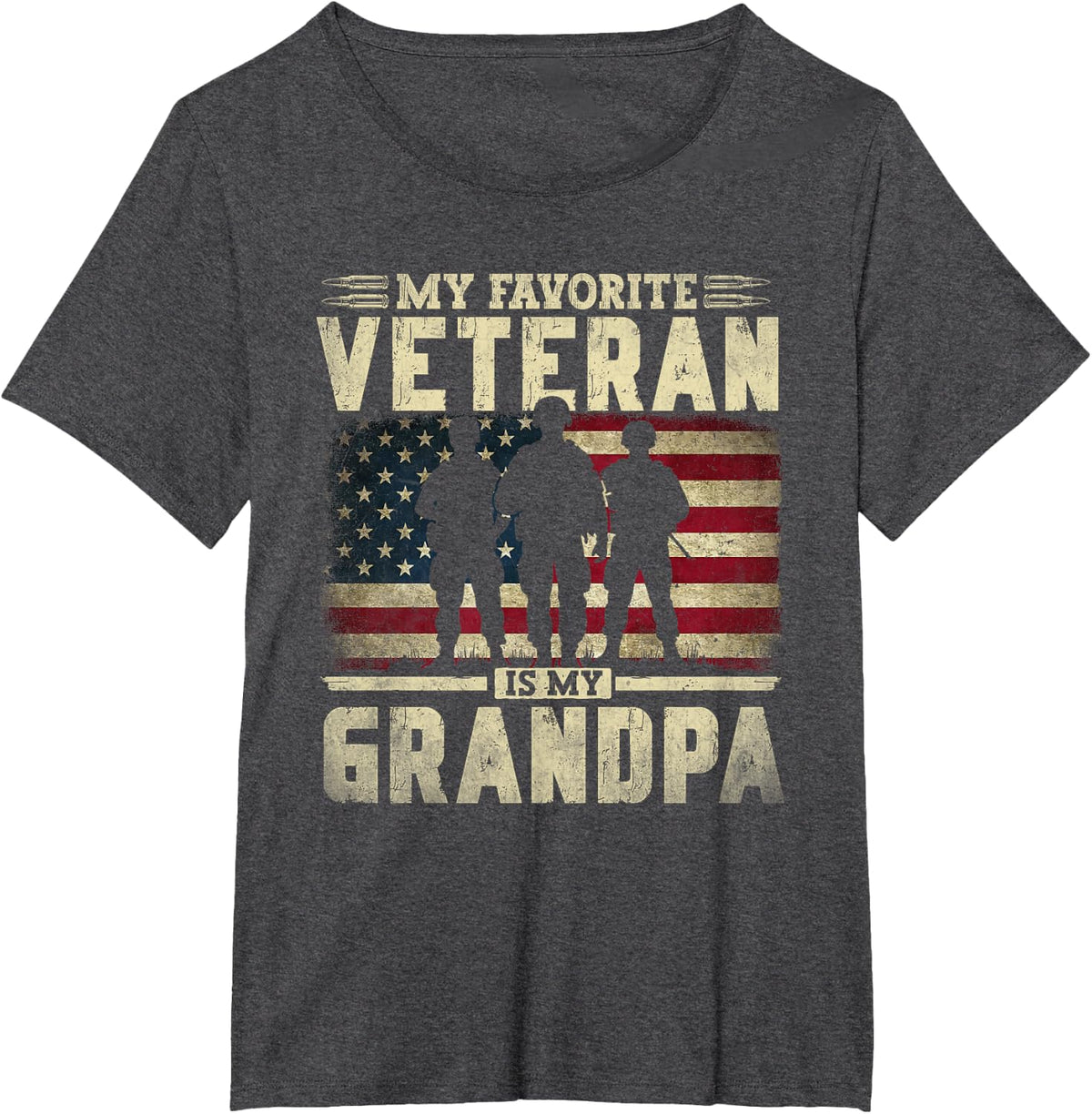 Father's Day Veterans Day My Favorite Veteran Is My Grandpa T-Shirt - Dark Heather Grey
