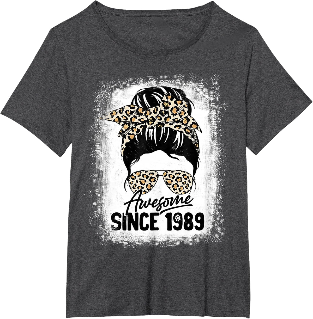 33 Years Old Awesome Since 1989 Leopard 33th Birthday T-Shirt - Dark Heather Grey
