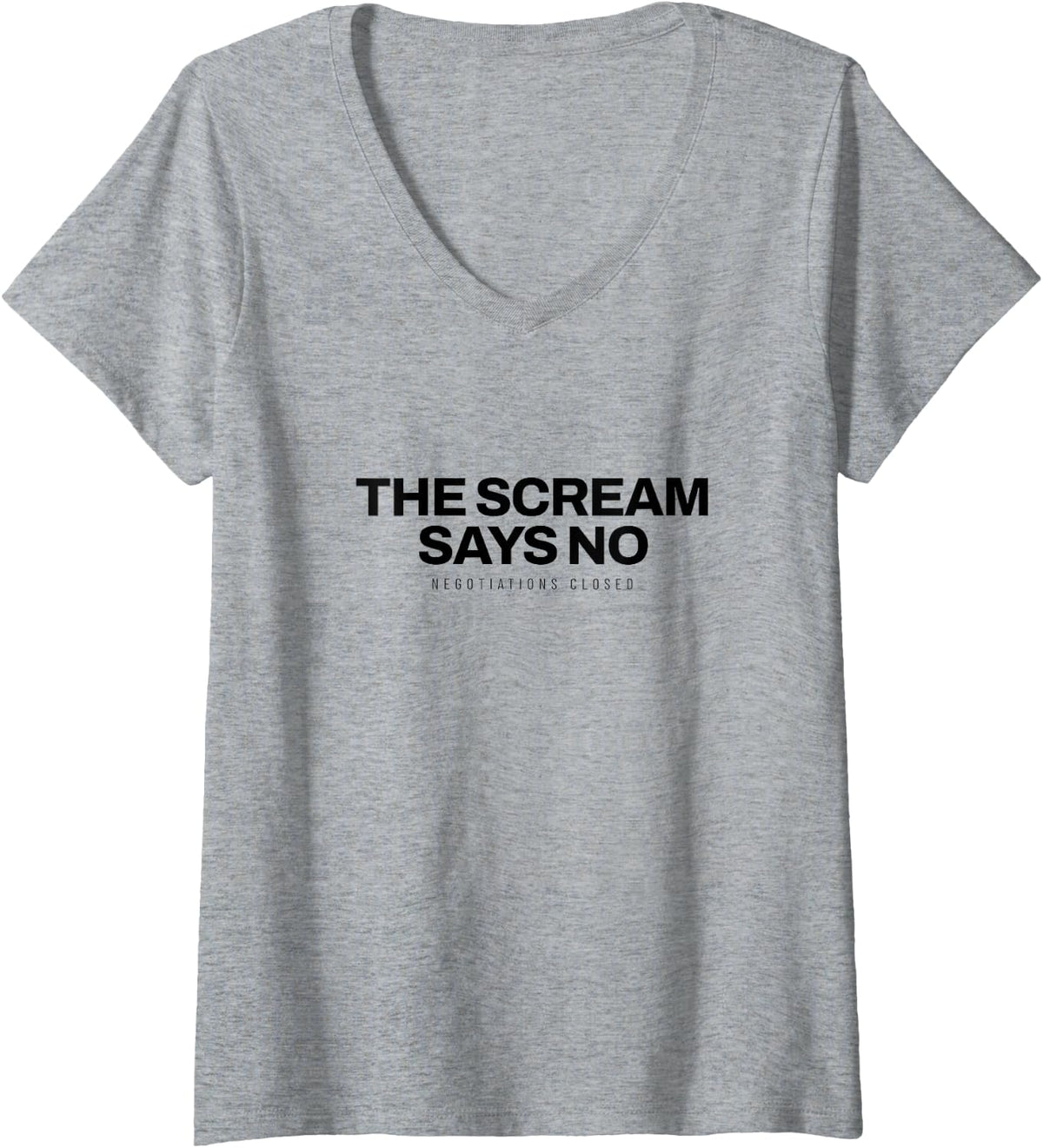 Women's Shiba Inu - The Scream Says No - Japanese Dog V-Neck T-Shirt - Heather Grey