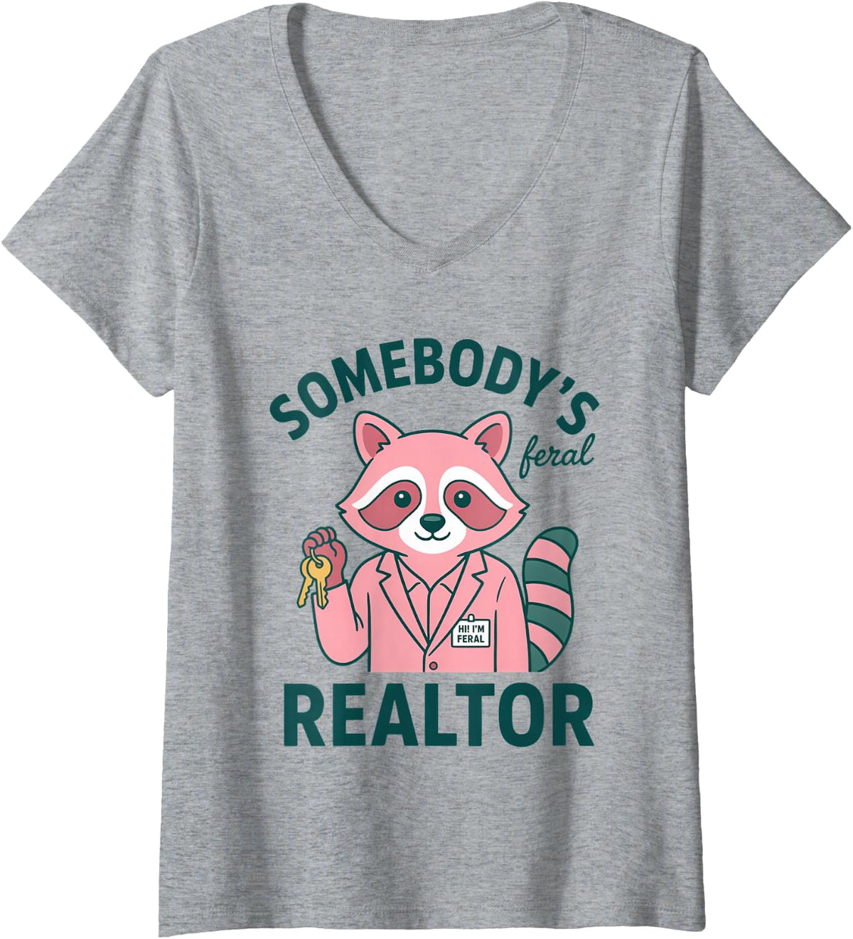 Women's Real Estate Agent Realtor Selling Houses and Homes Broker V-Neck T-Shirt - Heather Grey