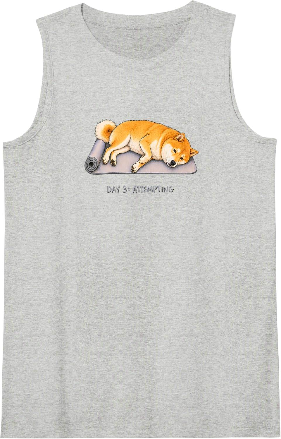Shiba Inu Yoga Dog Day 3 Attempting Tank Top - Heather Grey