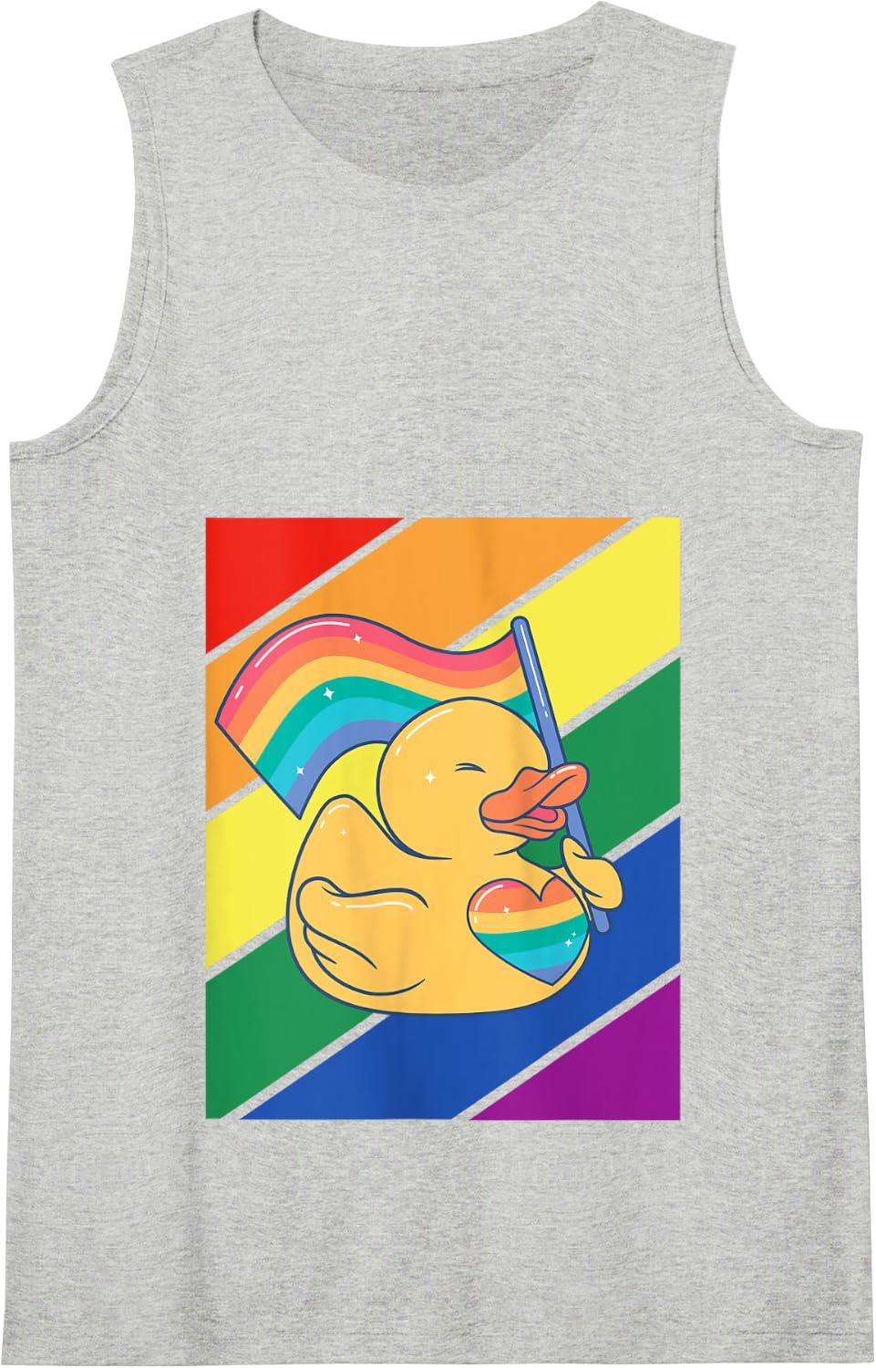 LGBTQ Flag Gay Pride Month Rainbow Cute Duck LGBT Tank Top - Heather Grey