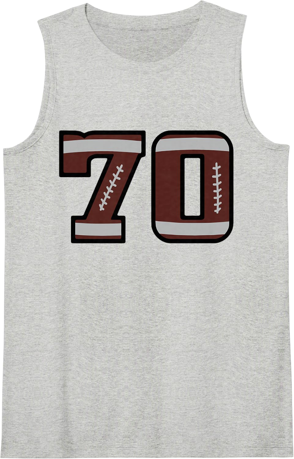 Football Number 70 Sleeveless Tank Top - Heather Grey