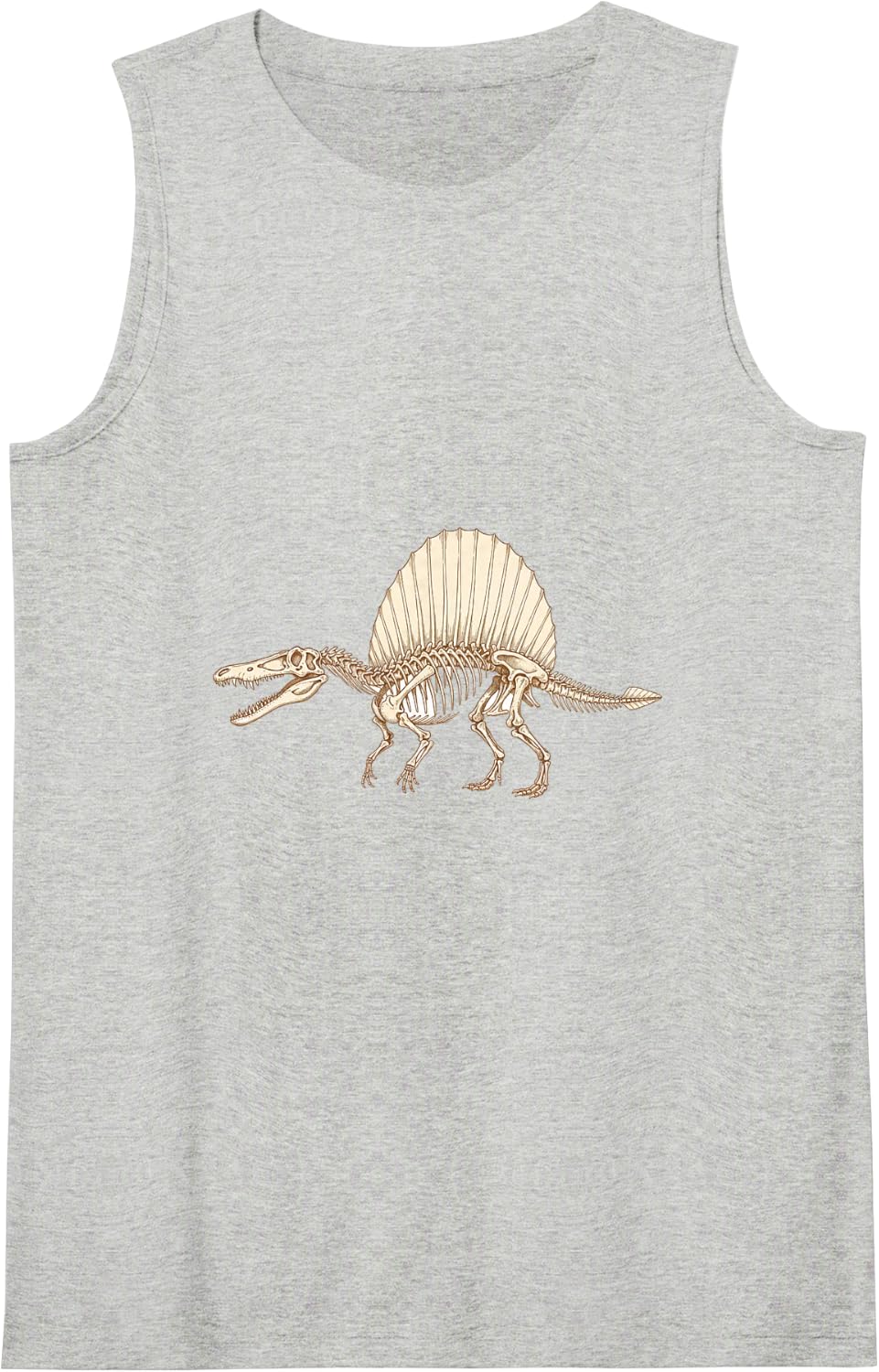 Spinosaurus Dinosaur Skeleton Fossil Sail Art Graphic Sleeveless Tank Top - Heather Grey