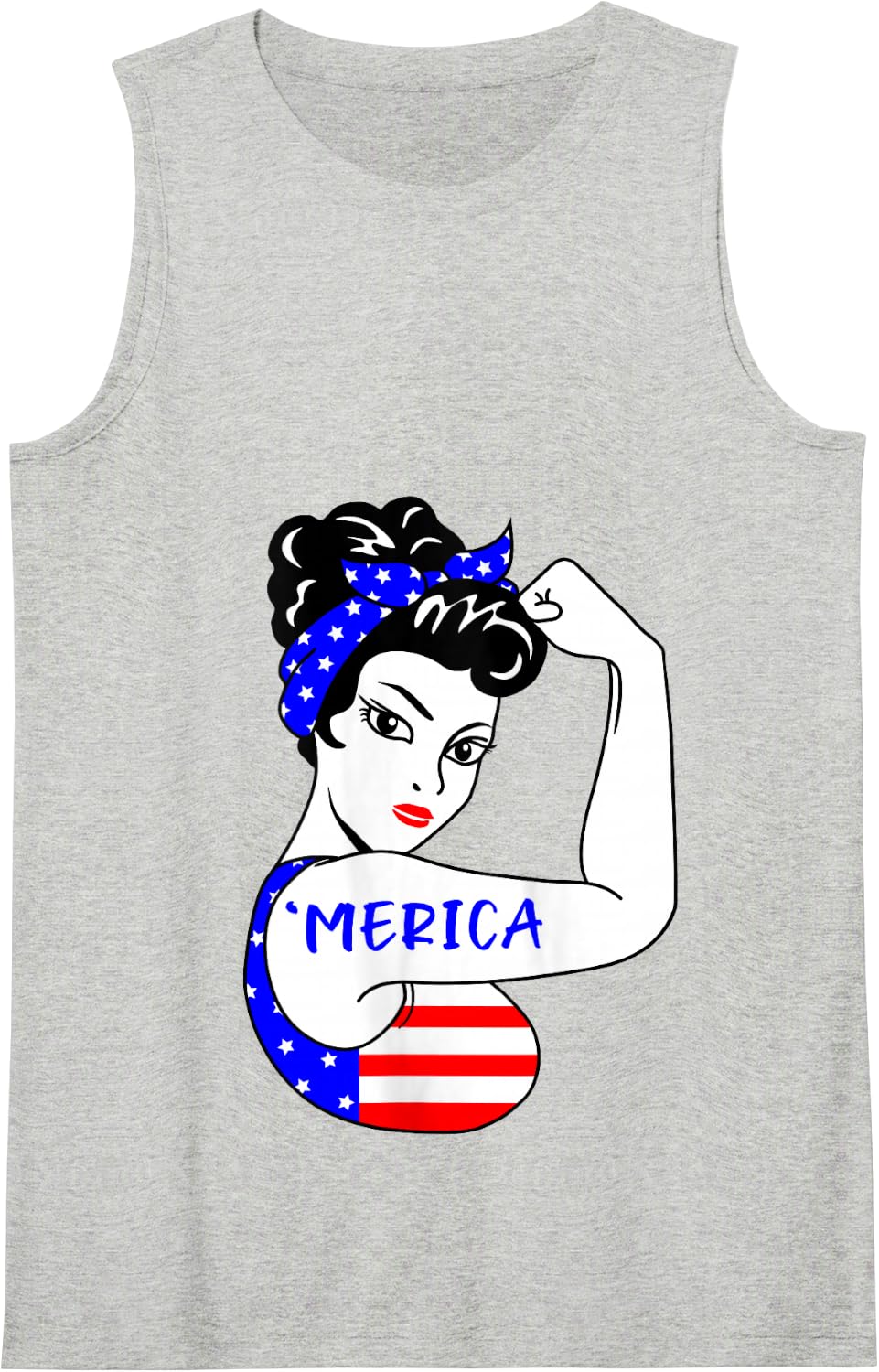Merica Unbreakable Strong Woman Funny 4th July Tank Top - Heather Grey