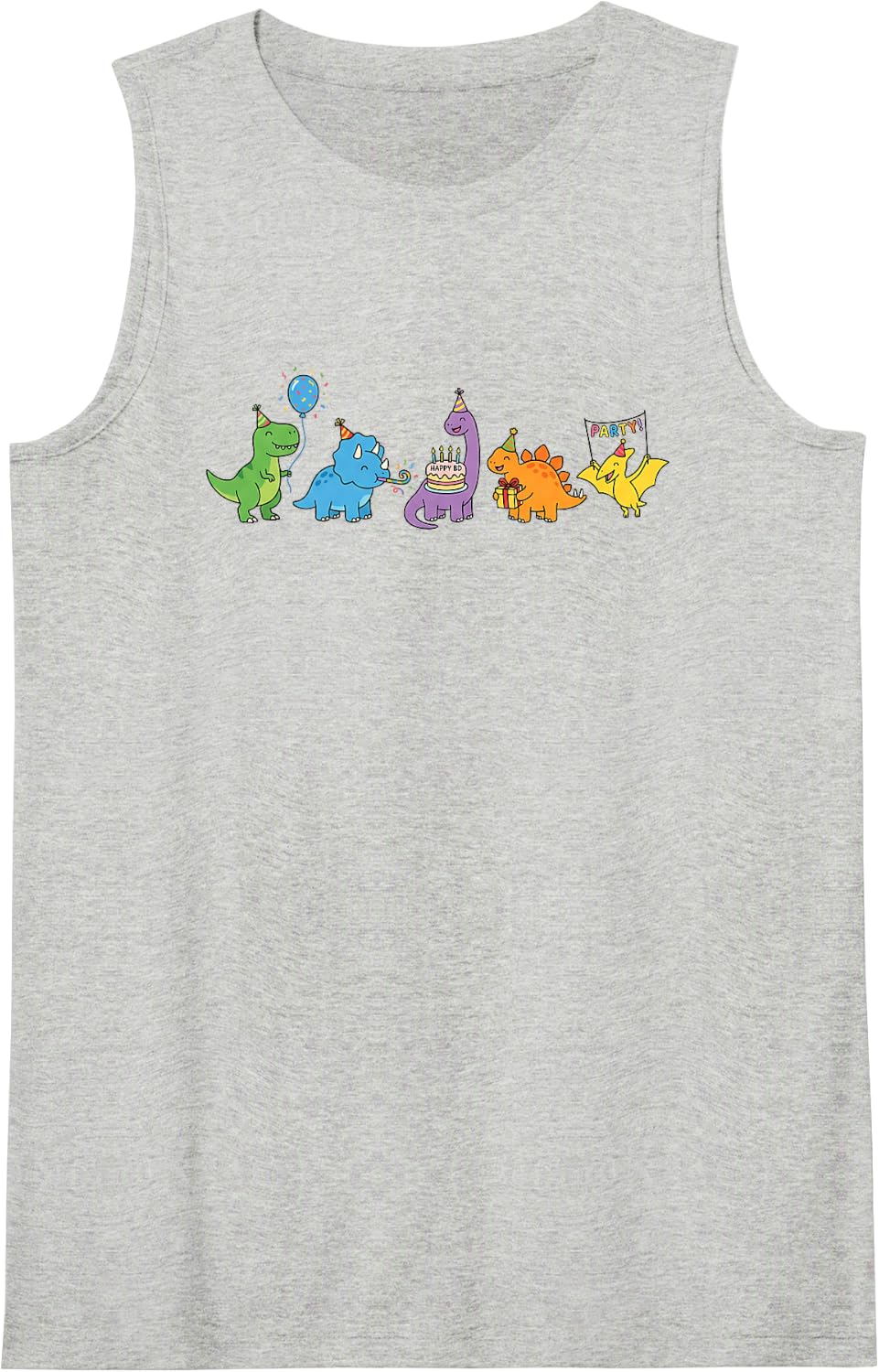 Dinosaur Birthday Party Squad Kawaii Dino Celebration Design Sleeveless Tank Top - Heather Grey