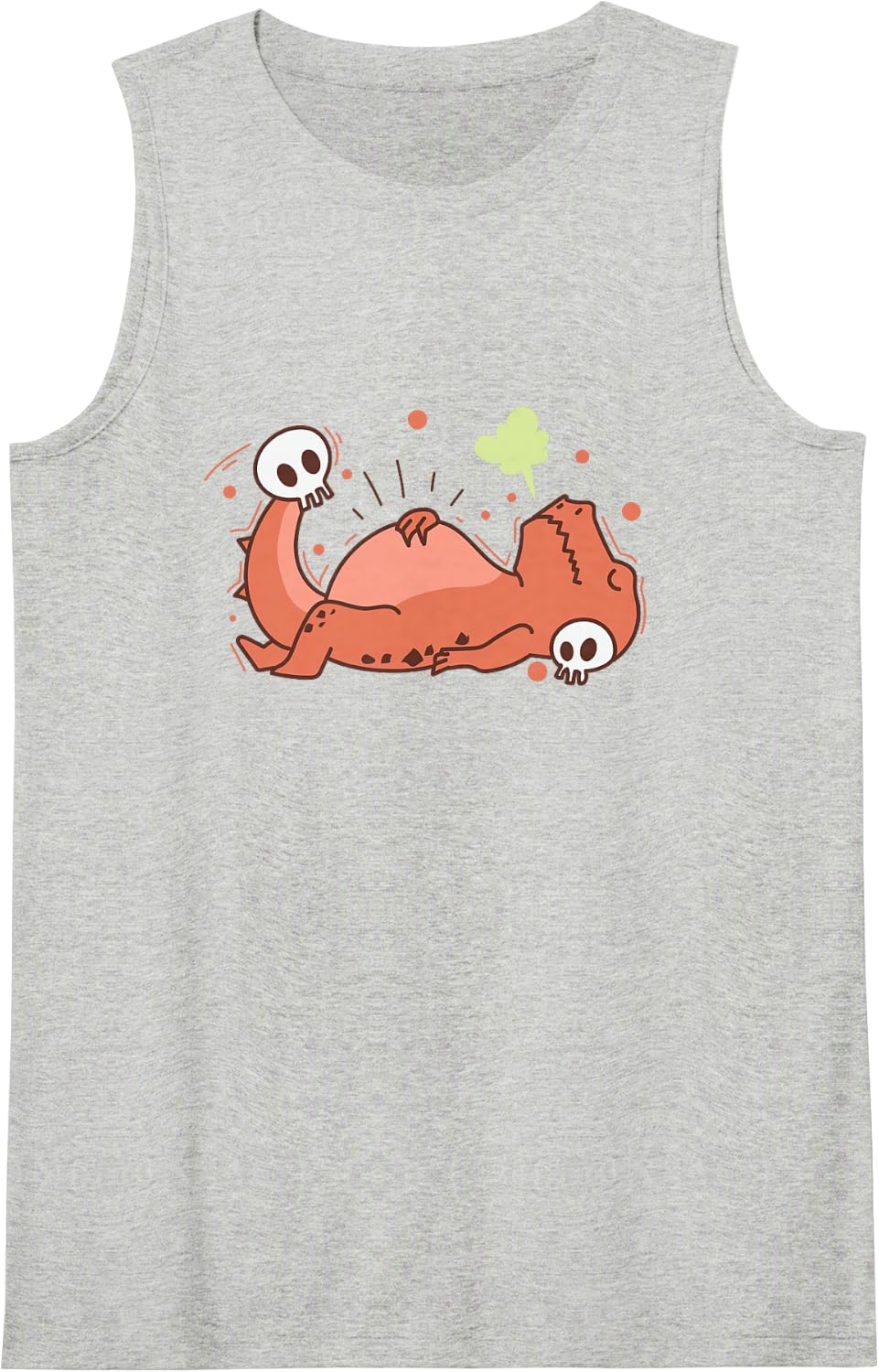 Dino with Bone Dinosaur Reptile Animal Sleeveless Tank Top - Heather Grey