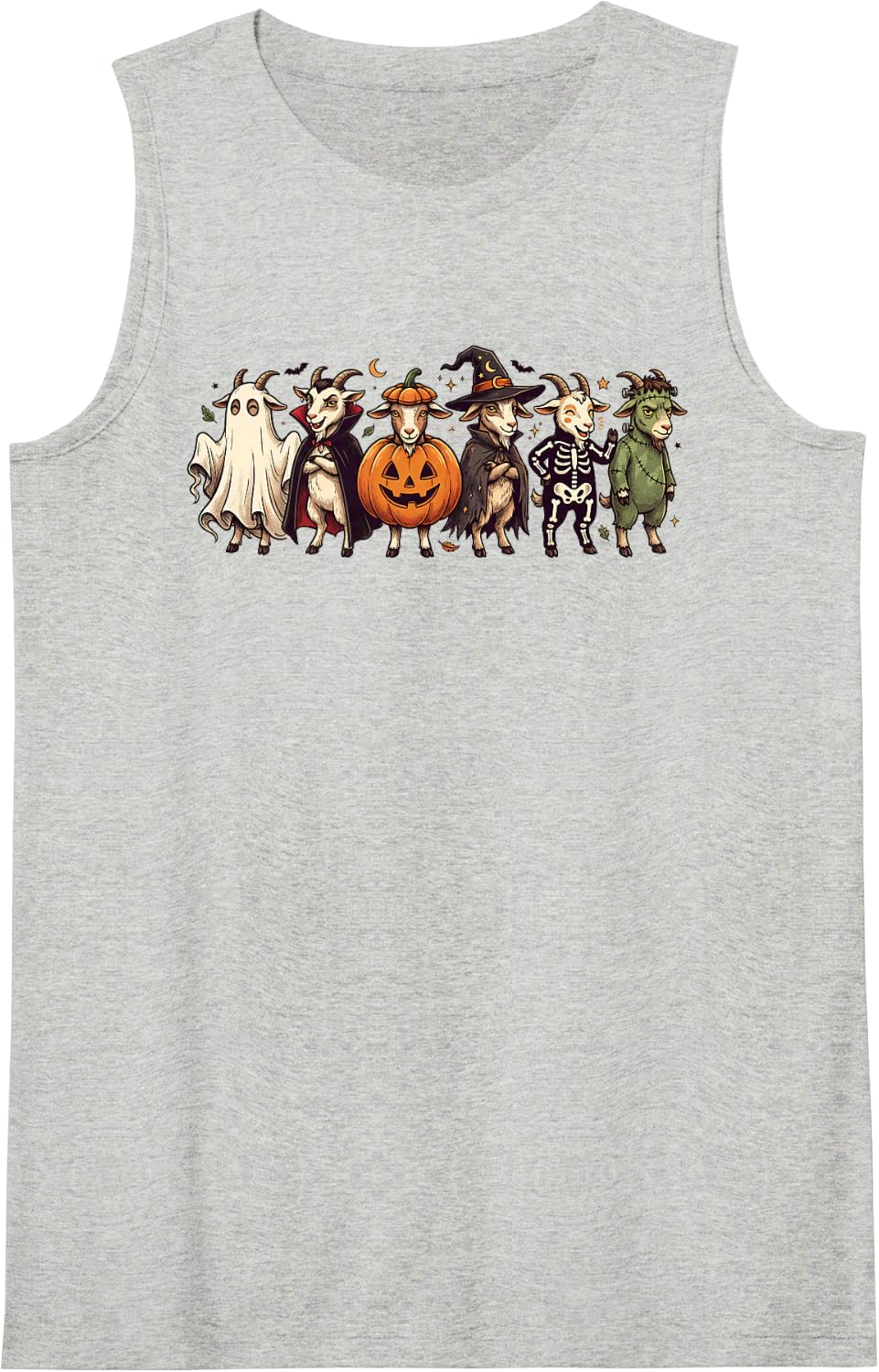Funny Goat Halloween Squad Spooky Pumpkin Tank Top - Heather Grey