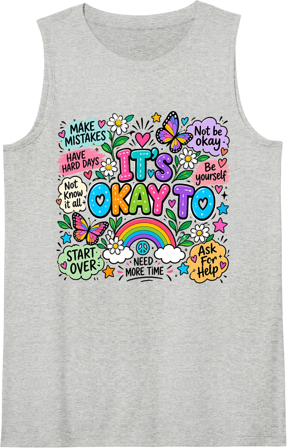 Mental Health Awareness Month It's Okay Emotional Wellness Sleeveless Tank Top - Heather Grey