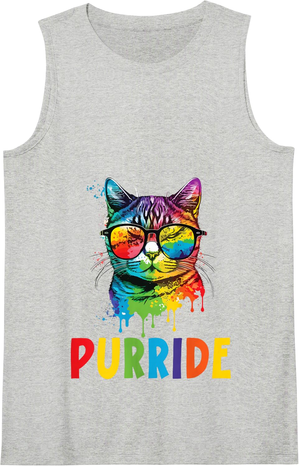 Purride Gay Rights Rainbow Pride Month LGBTQ Cat Whisperer Tank Top - Heather Grey