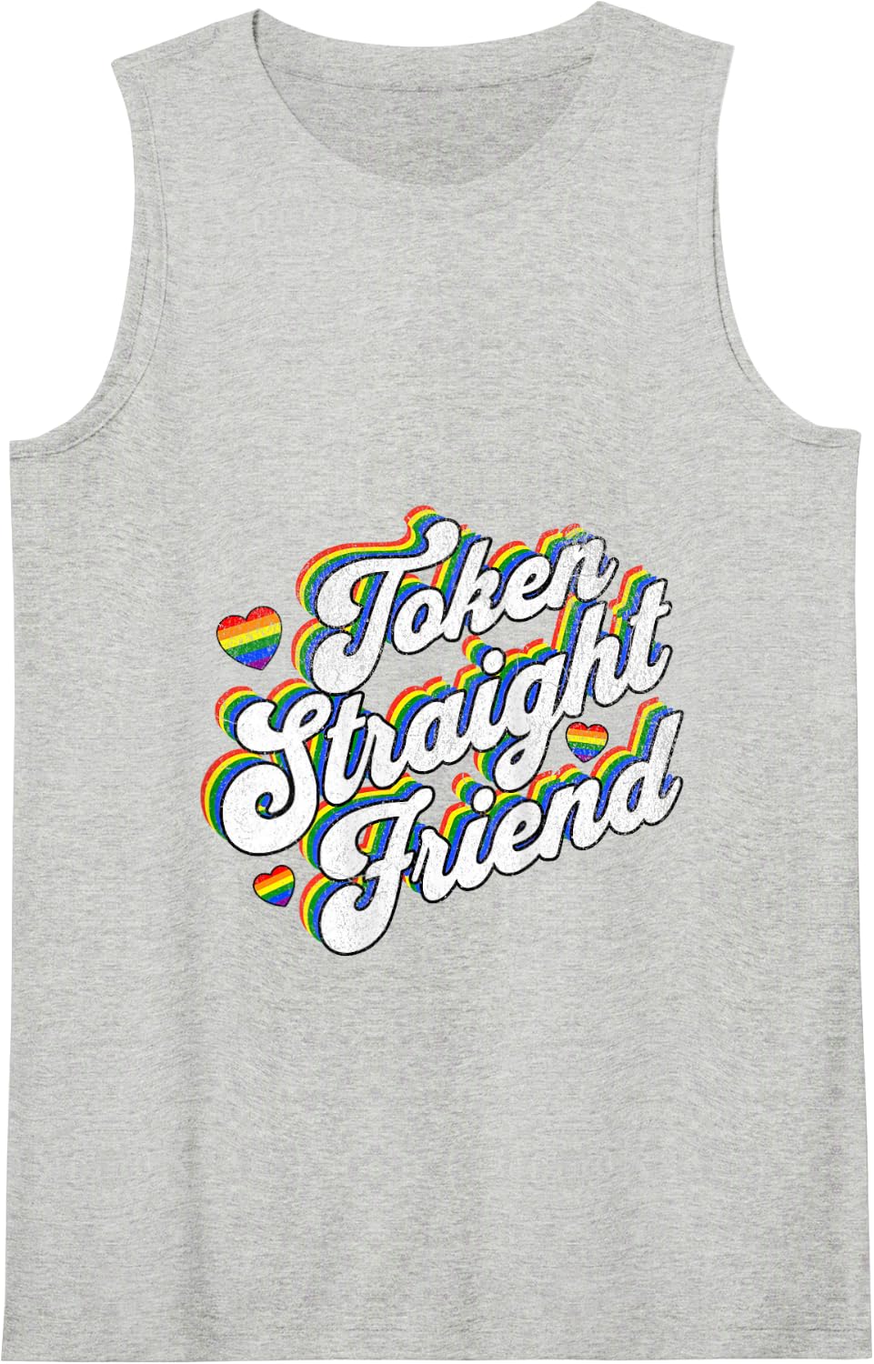 Token Straight Friend Retro Vintage Pride Month Ally Tank Top - Heather Grey