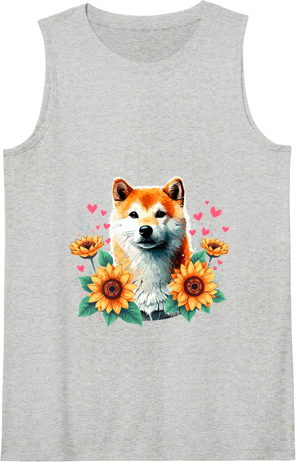 Sunflowers Japanese Shiba Inu Tank Top - Heather Grey
