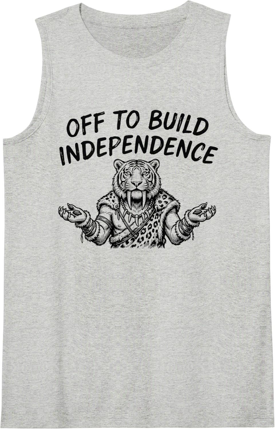 Off to Build Independence Occupational Therapy Tiger Humor Tank Top - Heather Grey