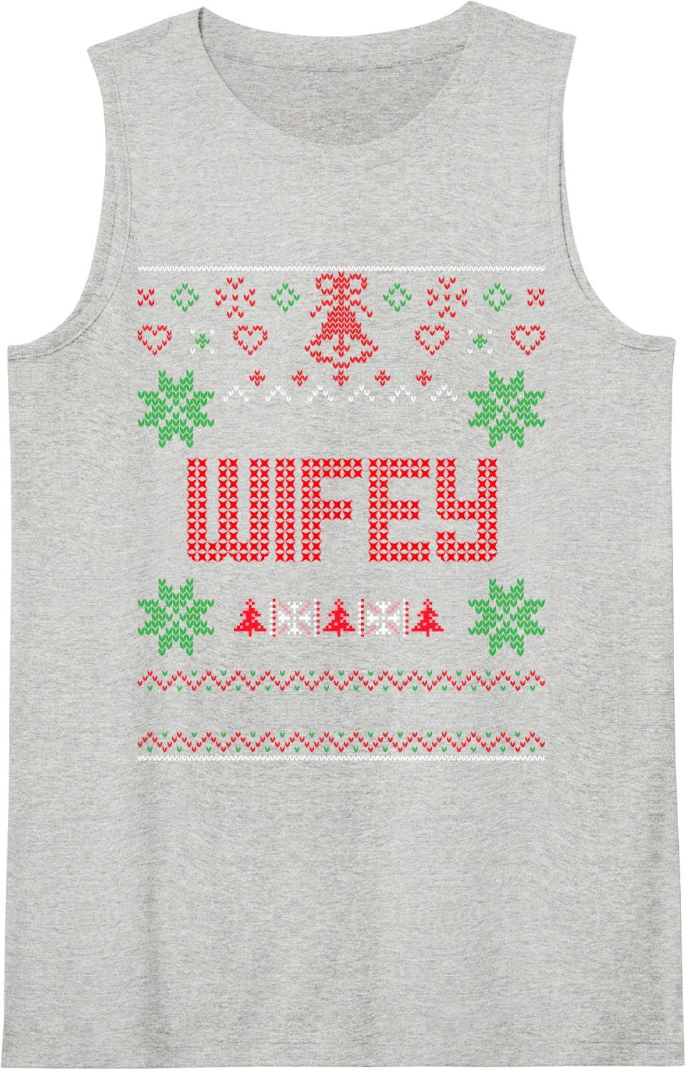 Hubby Wife Christmas Ugly Sweater Sleeveless Tank Top - Heather Grey