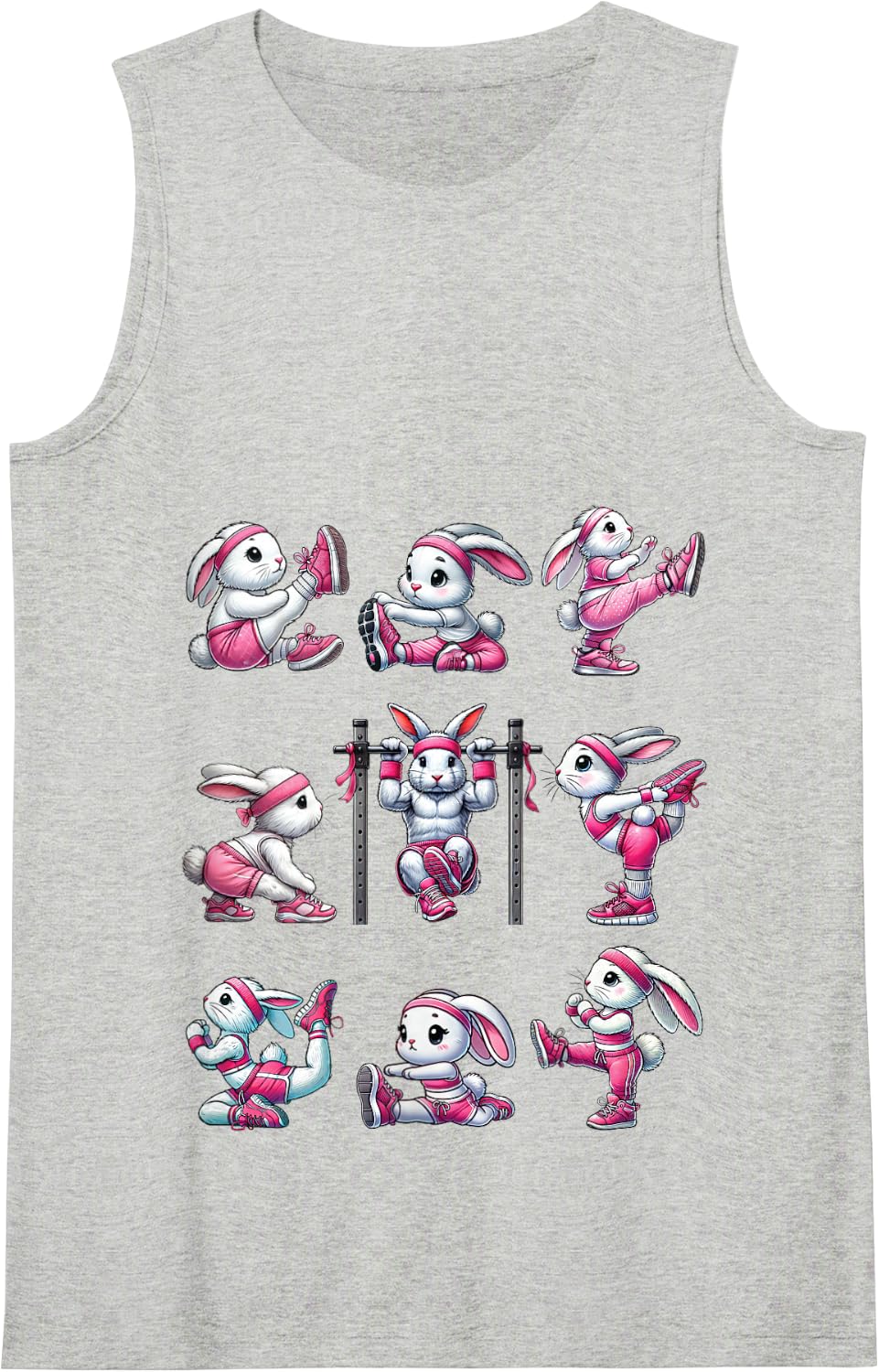 Easter Bunny Fitness Collection Gym Workout Training Tank Top - Heather Grey