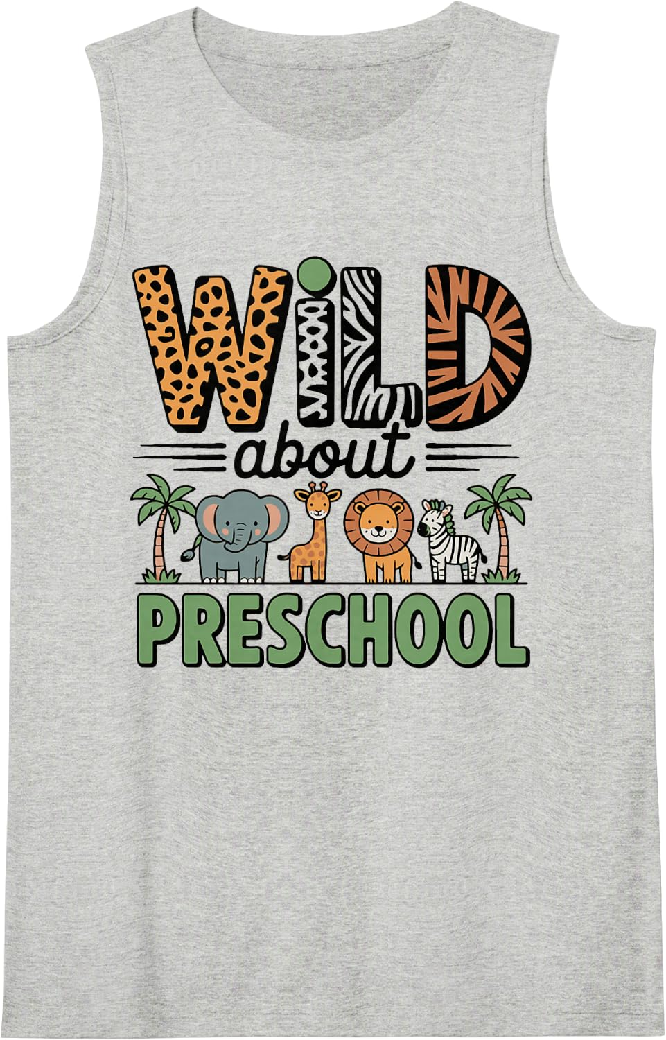 Wild About Pre-K Zoo Animals Zoo for Teachers Students Sleeveless Tank Top - Heather Grey