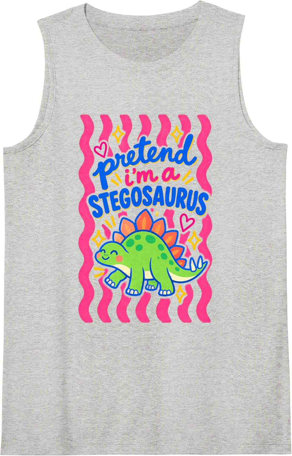 Pretend I'm a Stegosaurus Funny Retro Dinosaur Costume Sleeveless Tank Top - Heather Grey