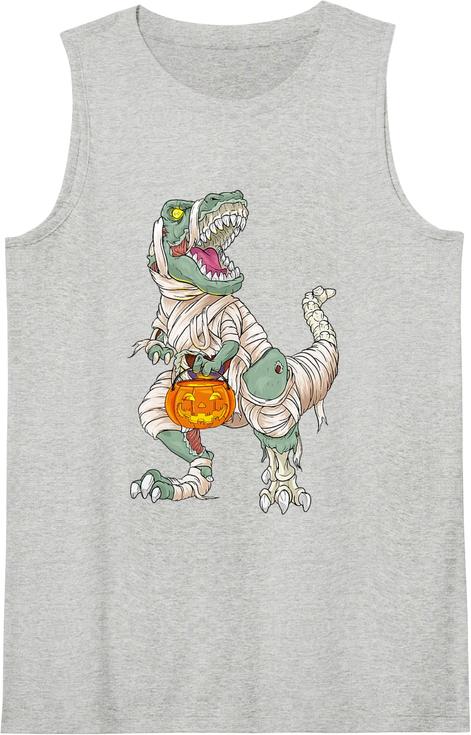 Halloween Dinosaur Spooky Season Prehistoric Creatures Sleeveless Tank Top - Heather Grey