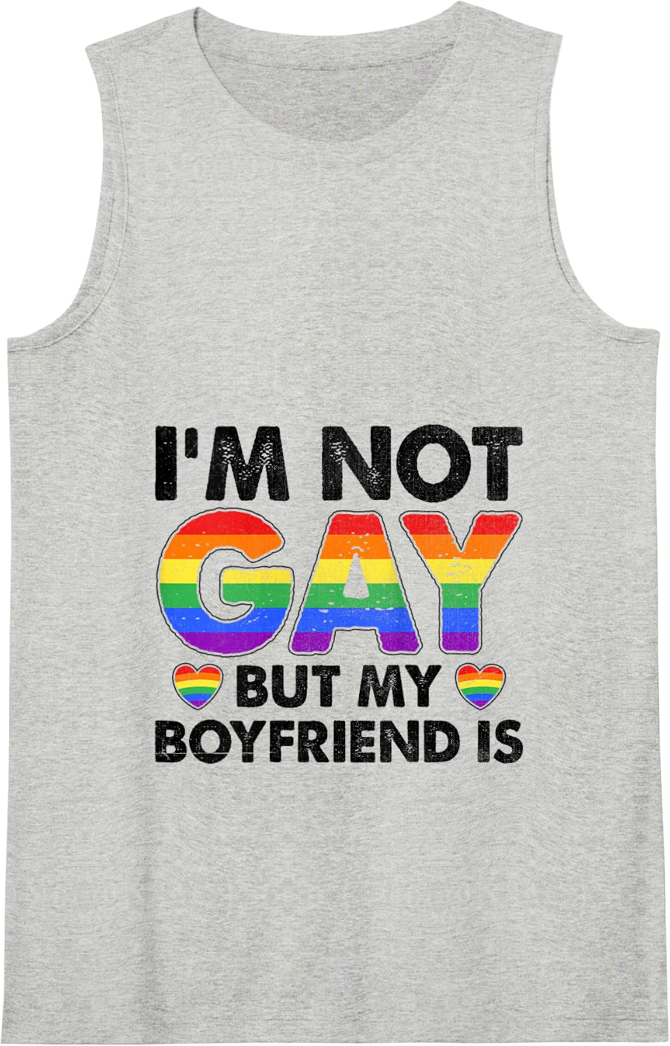 I'm Not Gay But My Boyfriend Is LGBTQ Bisexual Pride Month Tank Top - Heather Grey