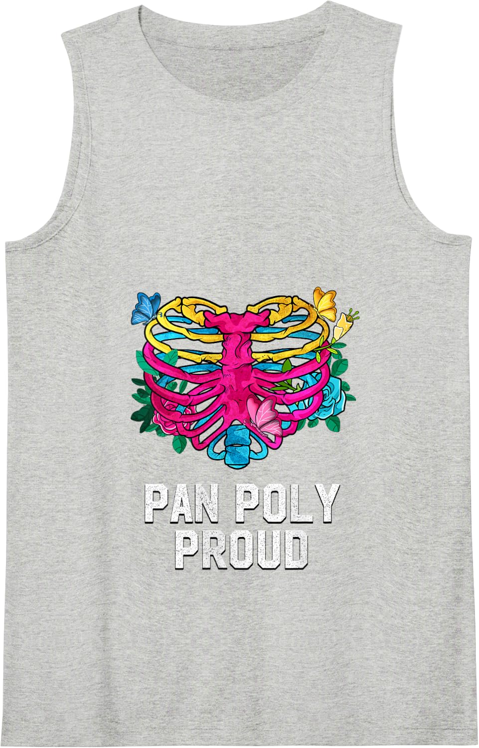 Pan Poly Proud LGBTQ Pansexual Pride Nonbinary Tank Top - Heather Grey