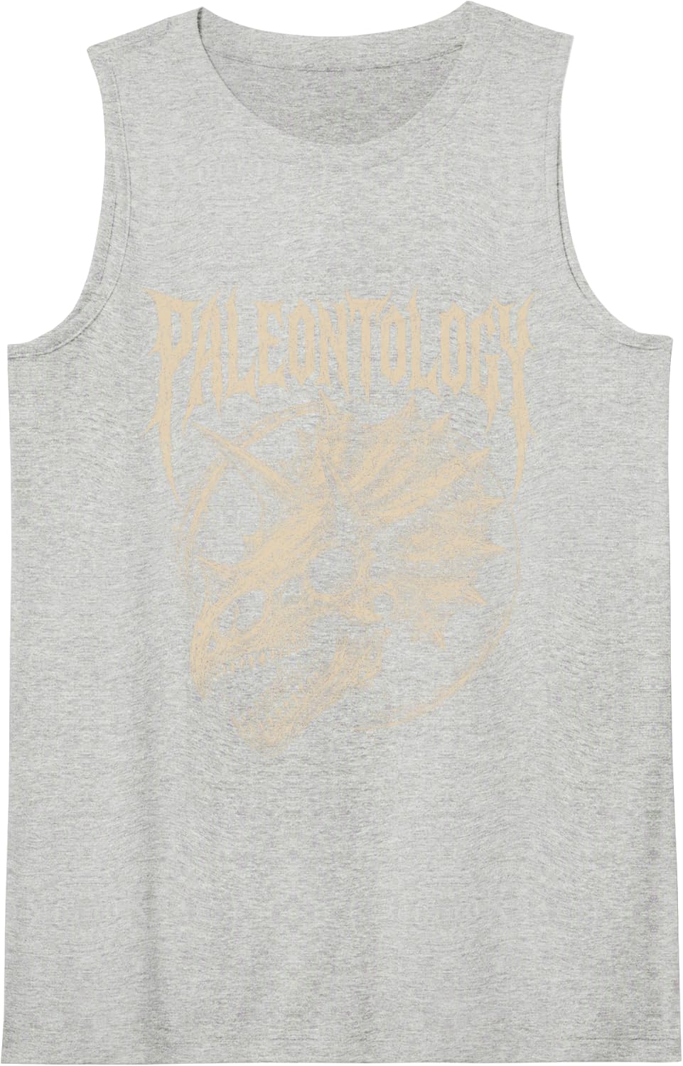 Paleontology Metal Triceratops Skull and Chains Dinosaur Sleeveless Tank Top - Heather Grey