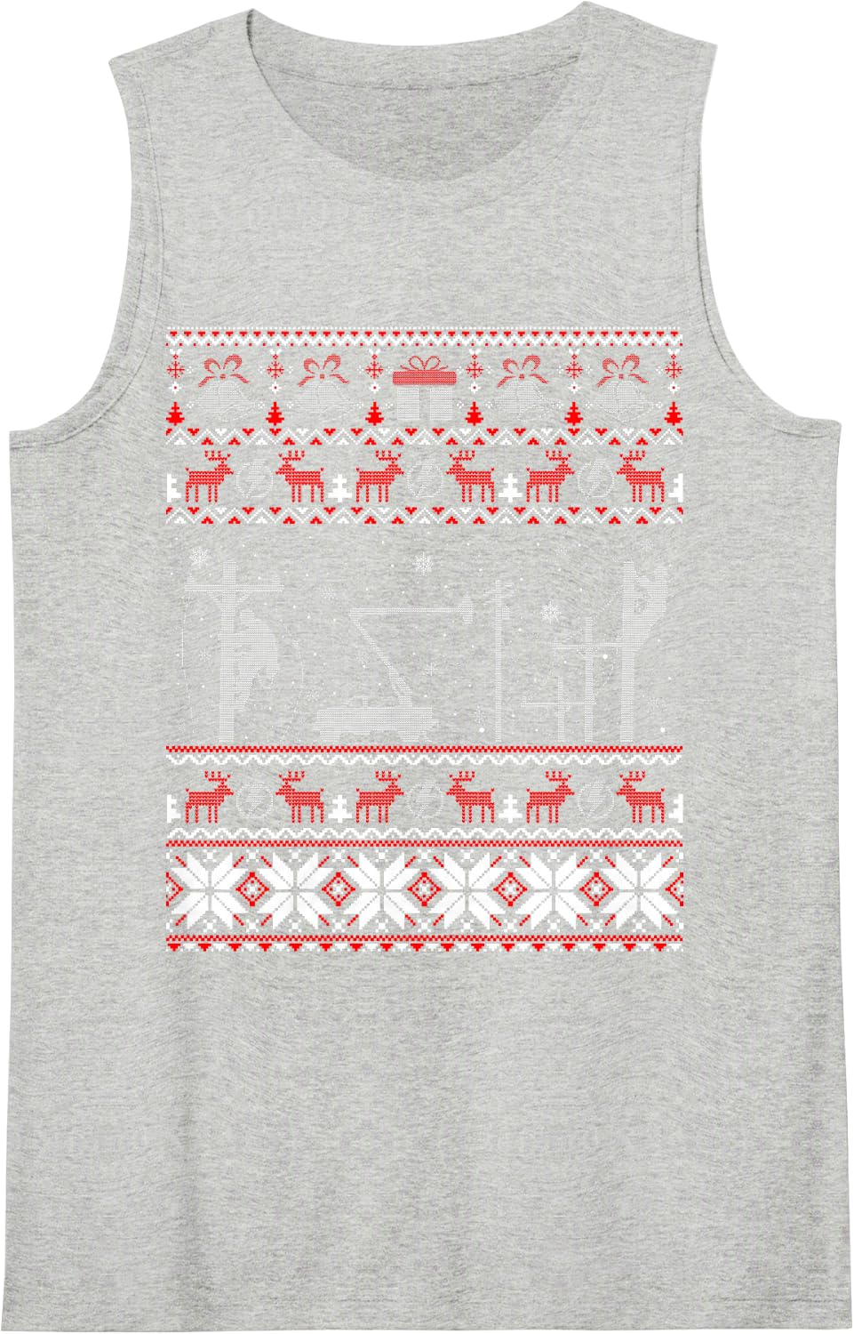 Lineman Ugly Christmas Sweater Gifts for Women Men Sleeveless Tank Top - Heather Grey