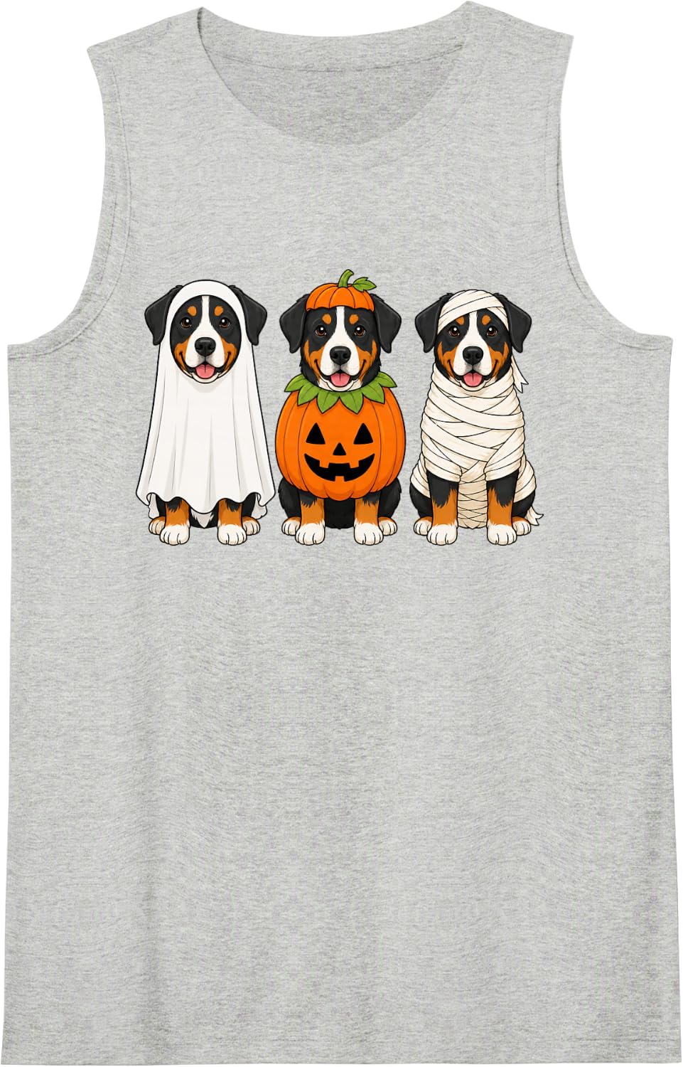 Spooky Greater Swiss Mountain Dog Pumpkin Ghost Halloween Tank Top - Heather Grey